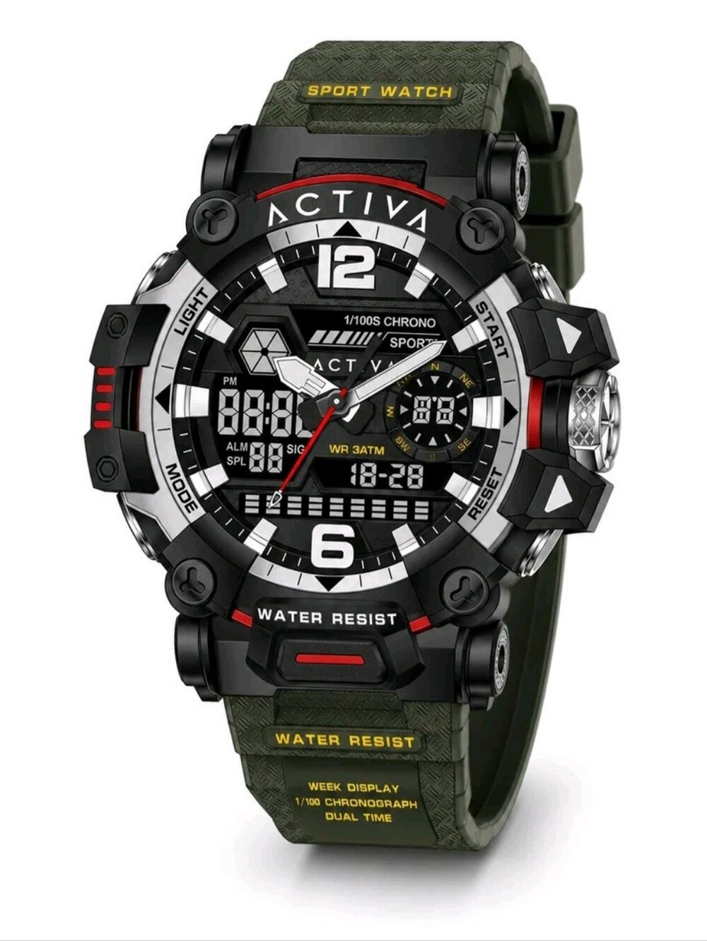 Ativa Black and Red Men's Dual Digital-Analog Sport Watch